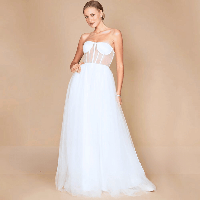 Simple Beach Wedding Dress-Strapless A Line Bridal Gown | Wedding Dresses