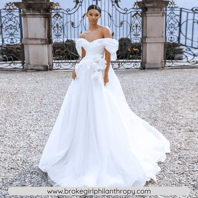 Spring Tulle Boho Wedding Dress-Off Shoulder Broke Girl Philanthropy