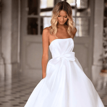 Load image into Gallery viewer, Beach Wedding Dress-A Line Satin Beach Wedding Dress | Wedding Dresses
