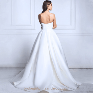 Strapless A-Line Sleeveless Satin Wedding Dress Broke Girl Philanthropy