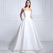 Load image into Gallery viewer, Strapless A-Line Sleeveless Satin Wedding Dress Broke Girl Philanthropy
