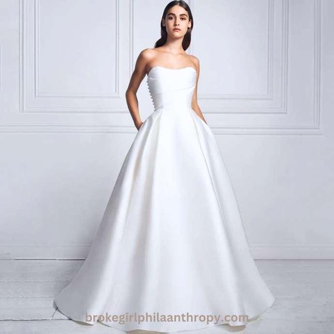 Simple Wedding Dress-Satin Strapless A Line Bridal Gown | Wedding Dresses