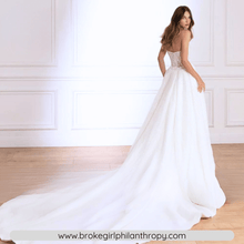 Load image into Gallery viewer, Mermaid Wedding Dress-Strapless Puff Sleeve Wedding Dress Detachable Train | Wedding Dresses
