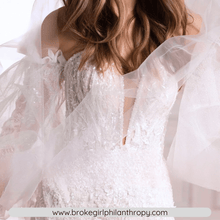 Load image into Gallery viewer, Mermaid Wedding Dress-Strapless Puff Sleeve Wedding Dress Detachable Train | Wedding Dresses
