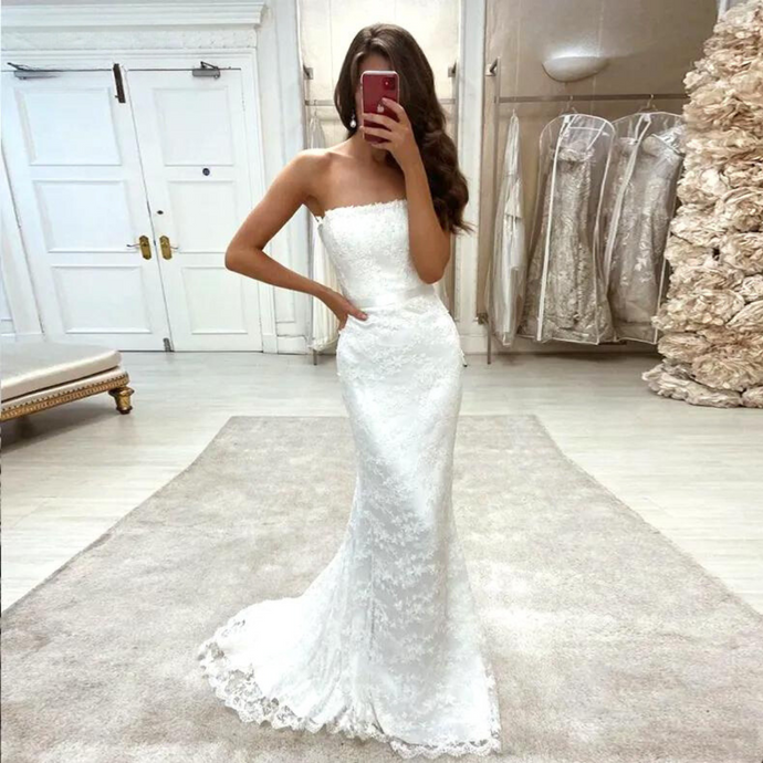 Mermaid Wedding Dress-Bohemian Strapless Bridal Gown | Wedding Dresses