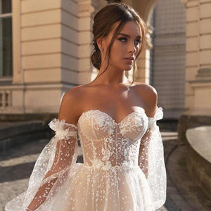 Strapless Sweetheart Beach Wedding Dress | Detachable Sleeves Broke Girl Philanthropy