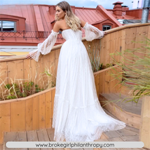 Load image into Gallery viewer, Beach Wedding Dress-Sweetheart Detachable Puff Sleeves | Wedding Dresses

