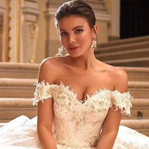 Off the Shoulder Wedding Dress-Sweetheart Lace Princess Bridal Gown | Wedding Dresses