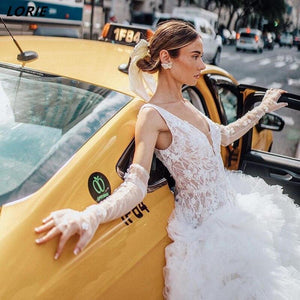The "Carrie" Modern Hi Fashion V-Neck Lace Ball Gown Wedding Dress Broke Girl Philanthropy