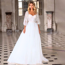 Load image into Gallery viewer, Long Puff Sleeve Wedding Dress with Sweetheart Neckline
