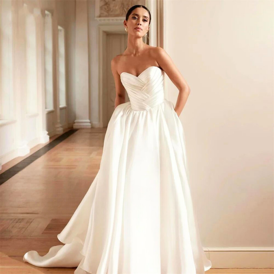 Sweetheart Wedding Dress with Bow Back Detail