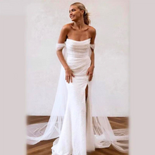 Load image into Gallery viewer, Sexy Mermaid Wedding Dress in Off Shoulder Design with Beading
