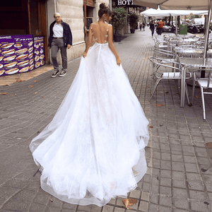 Backless Wedding Dress-V-Neck A Line Lace Wedding Dress | Wedding Dresses