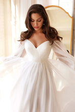Load image into Gallery viewer, A Line Wedding Dress-V-Neck Off Shoulder Bridal Gown | Wedding Dresses
