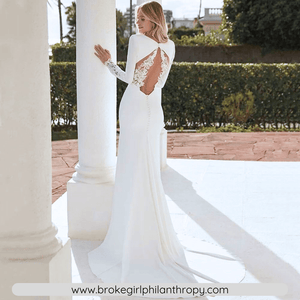 Mermaid Wedding Dress-Long Sleeve Backless V-Neck Wedding Dress | Wedding Dresses