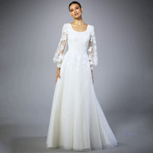 Load image into Gallery viewer, Vintage Lace Lantern Sleeve Wedding Dress Broke Girl Philanthropy

