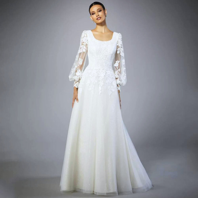 Vintage Lace Lantern Sleeve Wedding Dress Broke Girl Philanthropy