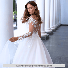 Load image into Gallery viewer, Vintage Lace Long Sleeve Princess Wedding Dress Broke Girl Philanthropy
