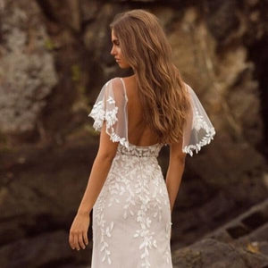 Mermaid Wedding Dress-Vintage Lace Wedding Dress | Detachable Sleeves | Wedding Dresses