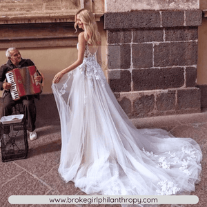 Beach Wedding Dress-Vintage Lace V Neck Beach Wedding Dress | Wedding Dresses