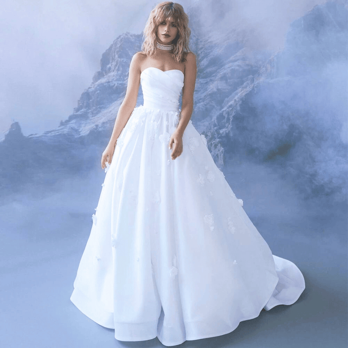 Vintage Strapless 3D Flowers Beach Wedding Dress Broke Girl Philanthropy