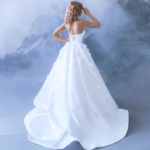 Vintage Strapless 3D Flowers Beach Wedding Dress Broke Girl Philanthropy