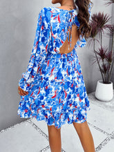 Load image into Gallery viewer, Backless Print Dress | V-Neck Flounce Sleeve Dress
