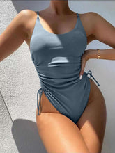 Load image into Gallery viewer, Drawstring Scoop Neck Sleeveless One-Piece Swimwear | Swimwear/Bikinis
