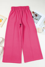 Load image into Gallery viewer, Rose Red Terry Knit Drawstring Smocked Waist Wide Leg Sweatpants | Bottoms/Pants &amp; Culotte

