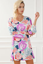 Load image into Gallery viewer, Floral Print Dress | Multicolor Bubble Sleeve Blooming Flowers
