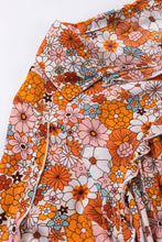 Load image into Gallery viewer, Orange Printed Split Neck Floral Pocketed Shift Dress | Dresses/Floral Dresses
