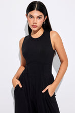 Load image into Gallery viewer, Black Cinched Waist Sleeveless Wide Leg Jumpsuit | Bottoms/Jumpsuits &amp; Rompers
