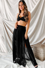 Load image into Gallery viewer, Beach Maxi Skirt | Black High Waist Chiffon Split Beach Skirt
