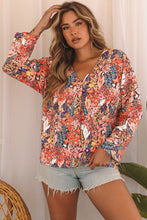 Load image into Gallery viewer, Multicolor Boho Floral Long Sleeve V-Neck Blouse | Tops/Blouses &amp; Shirts
