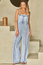 Load image into Gallery viewer, Beau Blue Light Wash Frayed Exposed Seam Wide Leg Denim Overall | Bottoms/Jumpsuits &amp; Rompers
