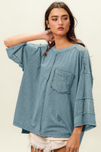 Load image into Gallery viewer, Womens Denim Blouse | BiBi High-Low Washed T-Shirt | Tops/Blouses &amp; Shirts
