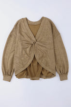 Load image into Gallery viewer, Oversized Sweatshirt | Khaki Exposed Seam Twist Open Back
