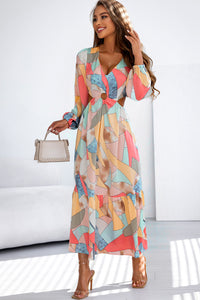 Maxi Dress | Multicolor Abstract Print Long Sleeve