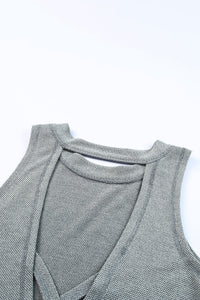 Knit Sleeveless Dress | Gray Crisscross Cut-Out Back Dress