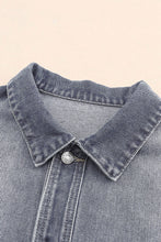 Load image into Gallery viewer, Loose Denim Jacket | Gray Chest Pockets Drop Shoulder Jacket
