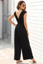 Load image into Gallery viewer, Black Deep V Pleated Crisscross Wide Leg Backless Jumpsuit | Bottoms/Jumpsuits &amp; Rompers
