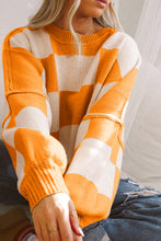 Load image into Gallery viewer, Orange Checkered Bishop Sleeve Sweater | Tops/Sweaters &amp; Cardigans
