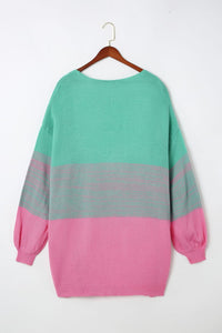 Rose Pompom Color Block Open Front Cardigan | Tops/Sweaters & Cardigans