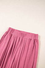 Load image into Gallery viewer, Pink Textured Sleeveless Crop Top and Wide Leg Pants Outfit | Two Piece Sets/Pant Sets
