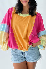 Load image into Gallery viewer, Rose Red Plus Size Colorblock Patchwork Exposed Seam Sweatshirt
