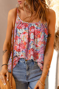 Multicolor Spaghetti Straps Floral Print Sleeveless Top | Tops/Tank Tops