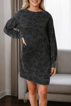 Load image into Gallery viewer, Puff Sleeve Dress | Gray Leopard Pocketed Mini Dress
