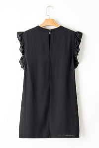 Ruffled Black Dress | Black Keyhole Back Plus Shift