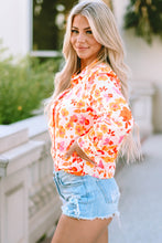 Load image into Gallery viewer, Orange Floral Bishop Sleeve Button Up Shirt | Tops/Blouses &amp; Shirts
