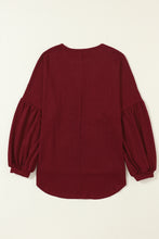 Load image into Gallery viewer, Faux Knit Jacquard Puffy Long Sleeve Top | Tops/Long Sleeve Tops
